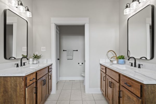 Primary bathroom in new home built by Richmond Hill Design-Build